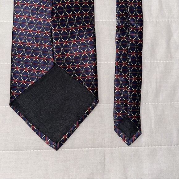 BILL BLASS Navy Burgundy Ivory Tie - Picture 4 of 5